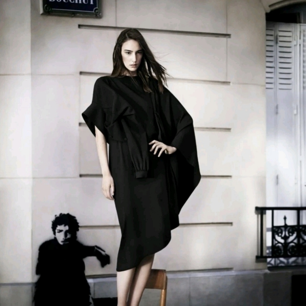 NWT Maison Martin Margiela x H&M Collab Black Horizontally Worn Dress Sz 2 Rare